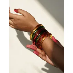 Janpath Online Set Of 6 Crystal Cut Glass Bangles-picture-25