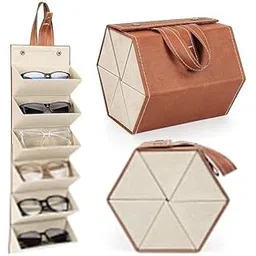 japziya Sunglasses Organizer with 5 Slots, Travel Glasses Case Storage Portable Sunglasses Storage Case Bag Foldable Eyeglasses Holder Box Eyewear Display Containers (Multicolor)-picture-14