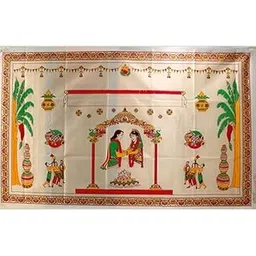 Wedding Mandap Designed Cotton Antarpat Addutera Terasapa Terasala for Marriage Wedding Cloth Held in Front of The Groom Holy Shawl (The Cloth Held in Front of The Groom)-image-22