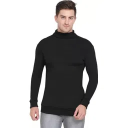 jaqque Men Solid High Neck Black Sweater-picture-18