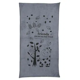 JARS Collections 100% Microfiber Very Soft Cartoon Animal Print Baby Bath Towel - Grey image 2