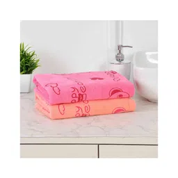 JARS Collections 100% Microfiber Very Soft Cartoon Animal Print Baby Bath Towel Pack of 2 - Pink & Orange-picture-21