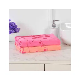 JARS Collections 100% Microfiber Very Soft Cartoon Animal Print Baby Bath Towel Pack of 2 - Pink & Orange-picture-18
