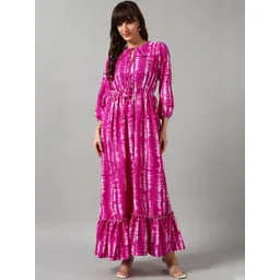 Jash Creation designer Printed Tie-up Neck Tiered Long Dress-picture-25