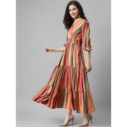 Jash Creation designer Printed V-Neck Tiered Long Dress Flared Maxi Dress for Women-picture-39