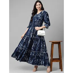 Jash Creation designer Printed V-Neck Tiered Long Dress Flared Maxi Dress for Women-picture-15