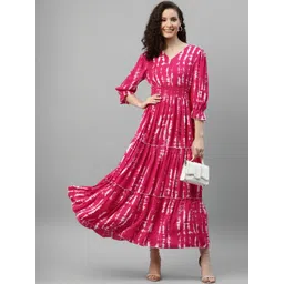 Jash Creation designer Printed V-Neck Tiered Long Dress Flared Maxi Dress for Women-picture-17