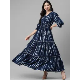 Jash Creation designer Printed V-Neck Tiered Long Dress Flared Maxi Dress for Women-picture-18