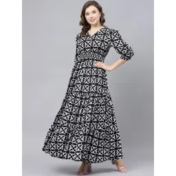 Jash Creation designer Printed V-Neck Tiered Long Dress Flared Maxi Dress for Women-picture-25