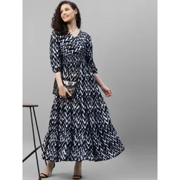 Jash Creation designer Printed V-Neck Tiered Long Dress Flared Maxi Dress for Women-picture-33