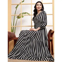 Jash Creation designer Printed V-Neck Tiered Long Dress Flared Maxi Dress for Women-picture-34