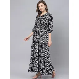 Jash Creation designer Printed V-Neck Tiered Long Dress Flared Maxi Dress for Women-picture-35