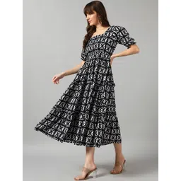 Jash Creation Print Puff Sleeve Applique Crepe Fit & Flare Maxi Dress-picture-38