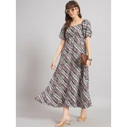 Jash Creation Print Puff Sleeve Crepe A-Line Maxi Dress-picture-39