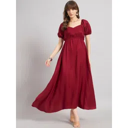 Jash Creation Puff Sleeve Crepe Empire Maxi Dress-picture-33