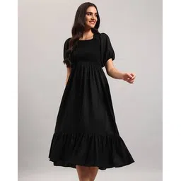 jash creation Women Fit & Flare Dress with Puff Sleeves-picture-11
