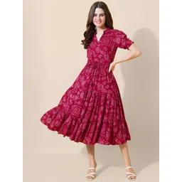 jash creation Women Fit and Flare Pink Below Knee Dress-picture-10