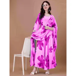 Jash Creation Women Floral Printed Cotton Maxi Dress With Dupatta-picture-22