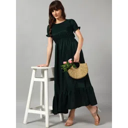 Jash Creation Women Green Crepe Solid Anarkali Kurtas-picture-12