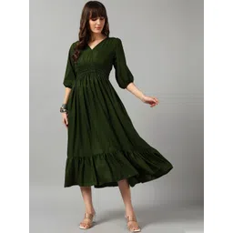 Jash Creation Women Olive Crepe Solid Anarkali Kurtas-picture-16