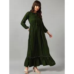 Jash Creation Women Olive Crepe Solid Anarkali Kurtas-picture-10