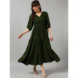 Jash Creation Women Olive Crepe Solid Anarkali Kurtas-picture-18