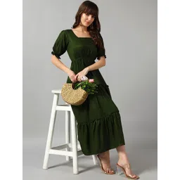 Jash Creation Women Square Neck Tiered Long Dress-picture-36