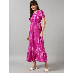 Jash Creation Women Tie & Dye Print Fit & Flare Maxi Dress-picture-27