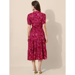 jash creation Women Fit and Flare Pink Below Knee Dress image 2