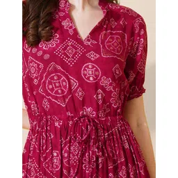 jash creation Women Fit and Flare Pink Below Knee Dress image 4