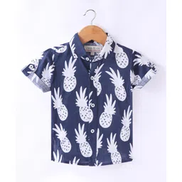 Jash Kids Cotton Half Sleeves Shirt Pineapple Print - Navy-picture-24