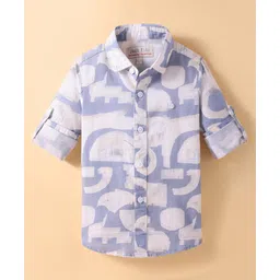 JASH KIDS Cotton Knit Full Sleeves Shirt with Abstract Print - Light Blue-picture-17