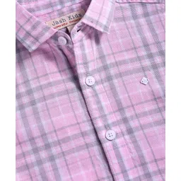 JASH KIDS Cotton Woven Half Sleeves Checkered Shirt - Pink image 3