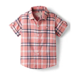 JASH KIDS Cotton Woven Half Sleeves Checks Shirt - Light Red-picture-21