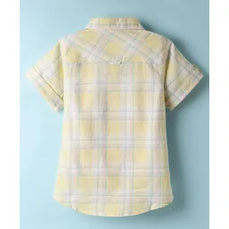 JASH KIDS Cotton Woven Half Sleeves Checks Shirt - Yellow image 2