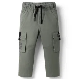 JASH KIDS Twill Woven Full Length Trouser Pant With Text Print - Olive Green-picture-16