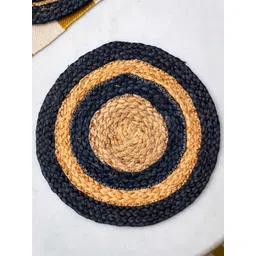 JASMEY HOMES Navy Blue & Beige Set of 6 Round Jute Table Placemat-picture-20