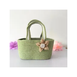 JASMEY HOMES Pastel Harmony Basket Style Handbag With Jute Bow-picture-12
