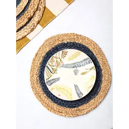 JASMEY HOMES Set Of 6 Blue & Beige Textured Jute Table Placements-picture-22