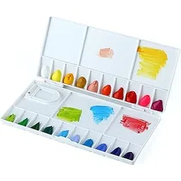 Jasol Color Mixing Plate Portable White Watercolor Paint Palette Case Folding Palette Box 20 Wells for Watercolor Gouache Acrylic and Oil Paint with 5 Mixing Area Pack of 1-image-32