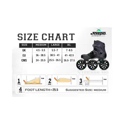 Jaspo Vitesse-110 Inline Shoe Skates 3 Wheels Inline 110mm Roller Skates Blades for Adult Women Men (Large, Black) image 3