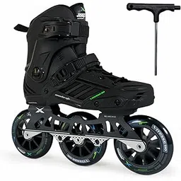 Jaspo Vitesse-110 Inline Shoe Skates 3 Wheels Inline 110mm Roller Skates Blades for Adult Women Men (Extra Large, Black)-picture-11