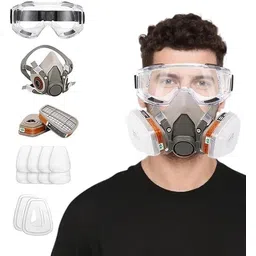 jaswanthstore Gas Mask Set Respirator with Filters and Goggle Activated Laboratory Safety Goggle-picture-26