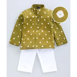 JAV Creations Bandhani Print Full Sleeves Ethnic Kurta With Pajama - Green-picture-23