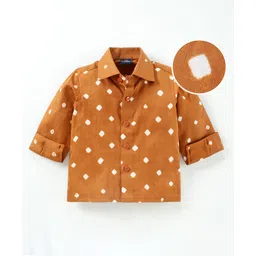 JAV Creations Full Sleeves Bandhani Print Shirt - Light Brown-picture-19