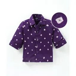 JAV Creations Full Sleeves Bandhani Print Shirt - Violet-picture-13