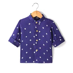 JAV Creations Full Sleeves Bandhani Printed Shirt - Royal Blue-picture-11