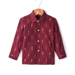 JAV Creations Full Sleeves Ikat Printed Shirt - Maroon-picture-18