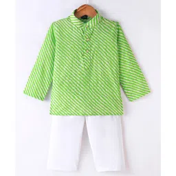 JAV Creations Full Sleeves Leheriya  Printed Kurta With  Pyjama - Green-picture-32