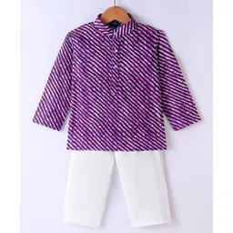 JAV Creations Full Sleeves Leheriya  Printed Kurta With  Pyjama - Purple-picture-24